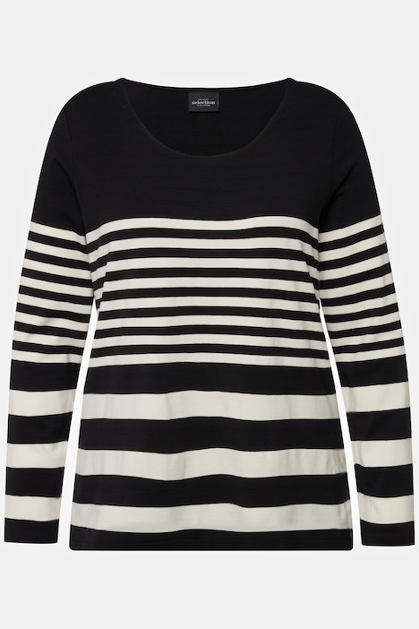 Mixed Stripe Long Sleeve Scoop Neck Tee | T-Shirts | Knit Tops & Tees