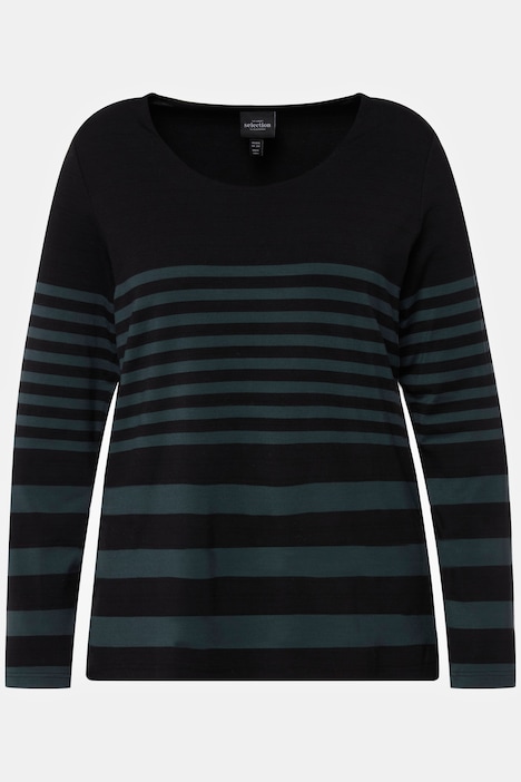 Mixed Stripe Long Sleeve Scoop Neck Tee | T-Shirts | Knit Tops & Tees