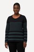 Koszulka, kombinacja pasków, okrągły dekolt, długi rękaw