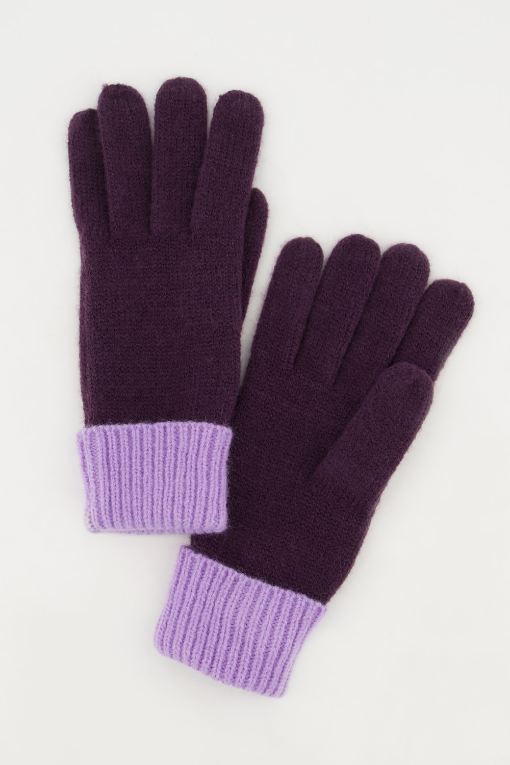 grandes tailles gants à bords contrastants, femmes, violet, taille: one size, fibres synthétiques/polyester, ulla popken