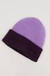 Beanie, farget oppbrett, myk ribbestrikk