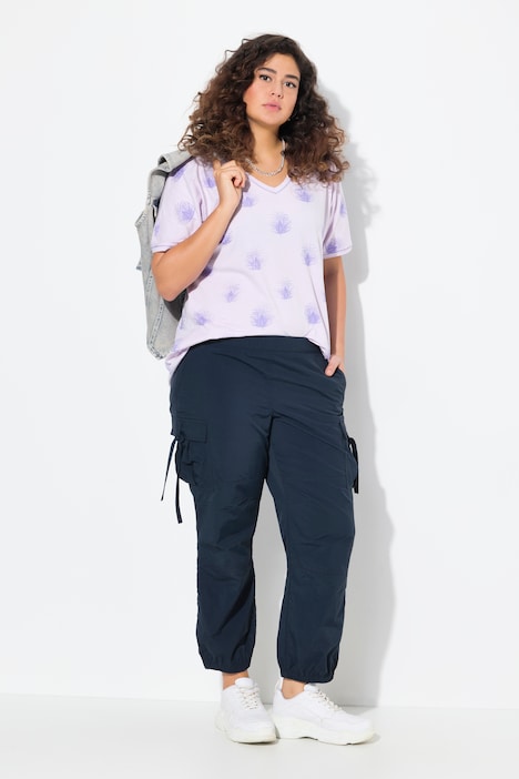 Pantalon cargo style militaire, avec taille élastique et cordon