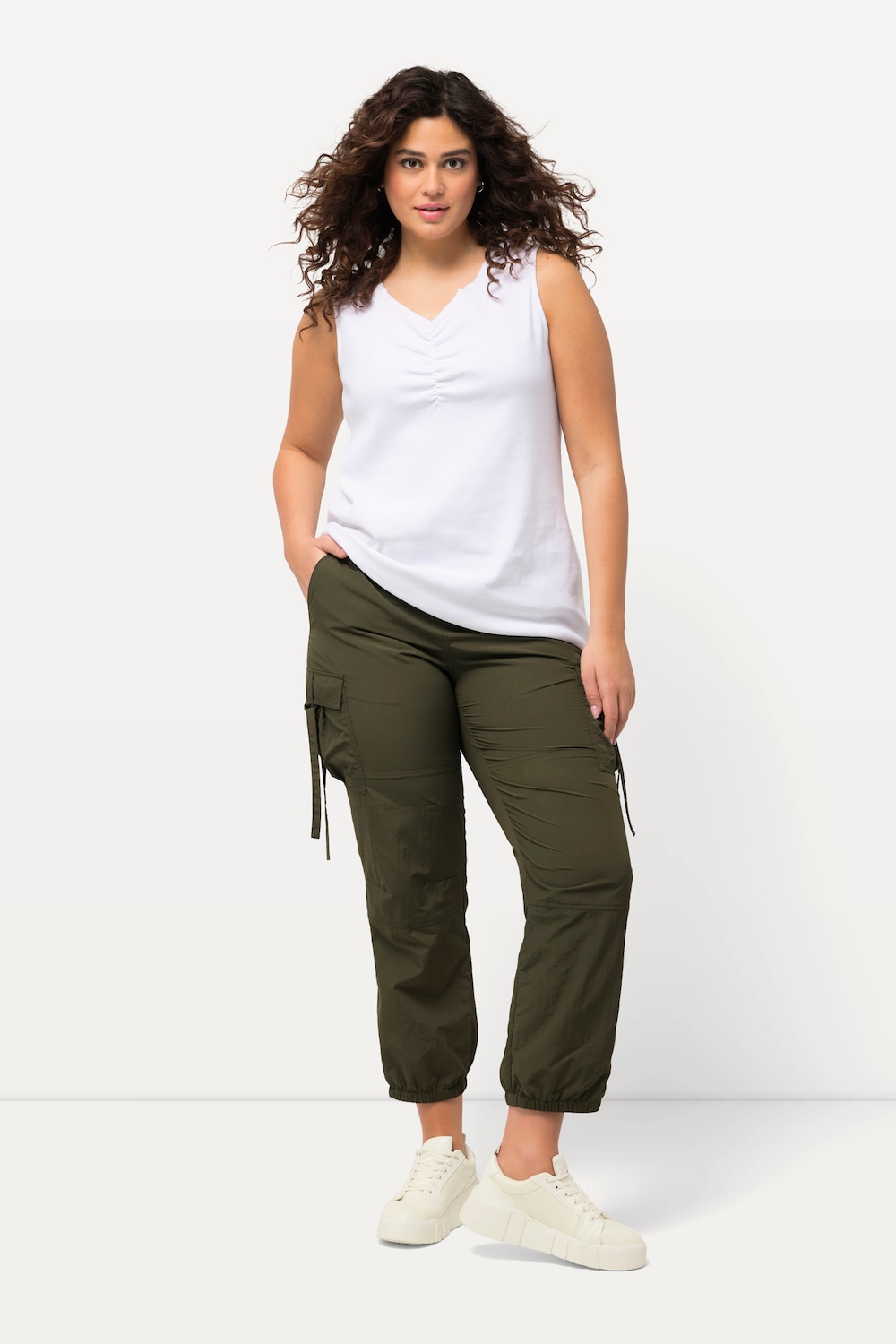 grandes tailles pantalon cargo style militaire, femmes, marron, taille: 48, fibres synthétiques, ulla popken
