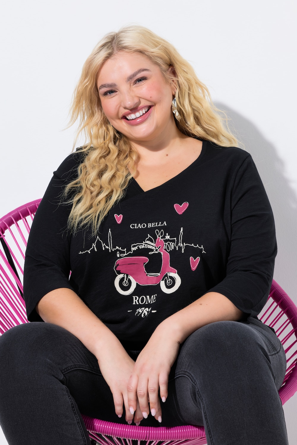 Shirt Cir Bella, klassisk stil, V-udskæring og 3/4 ærme