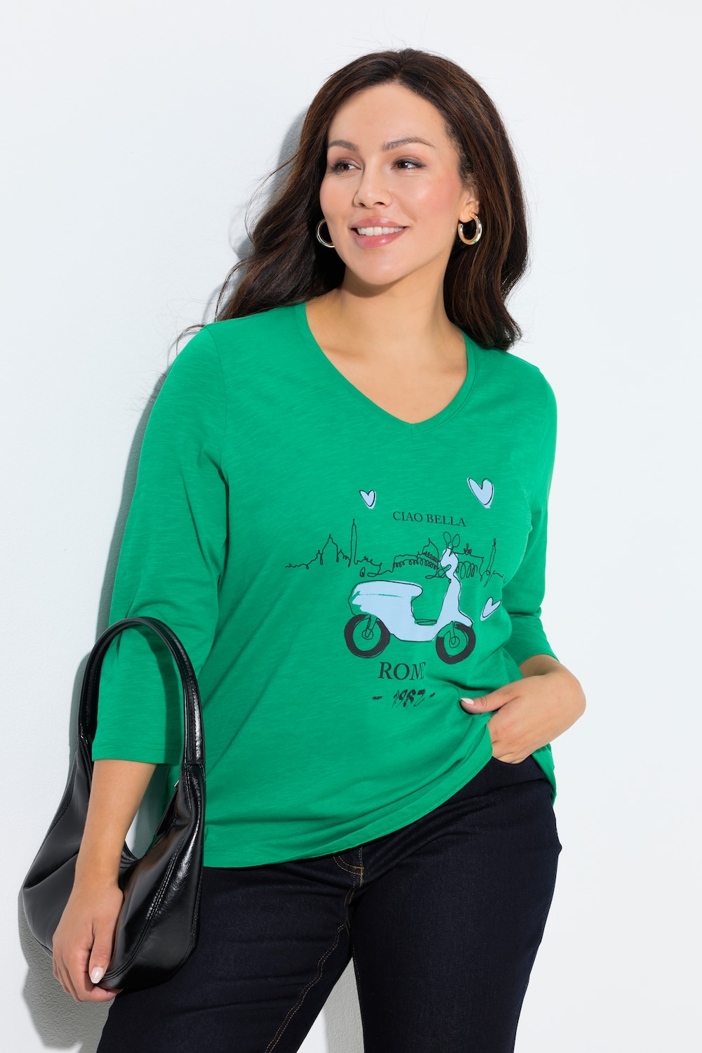 Shirt, Ciao Bella, Classic, V-Ausschnitt, 3/4-Arm