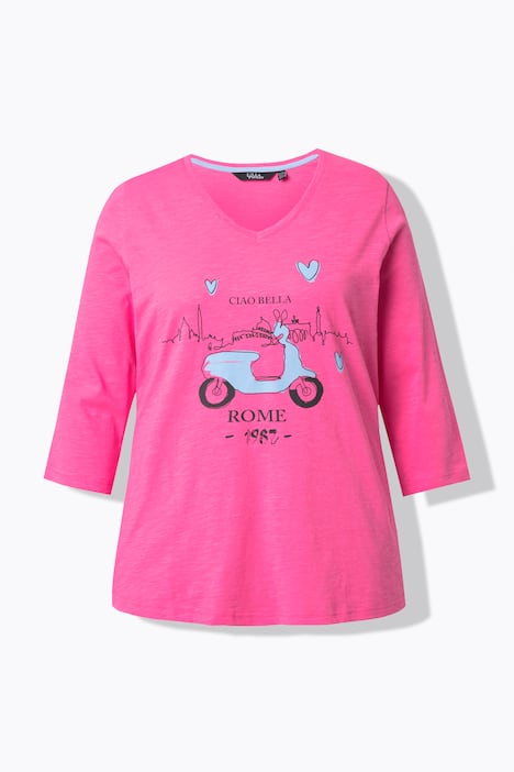 Shirt, Cia Bella, classic, V-hals, 3/4-mouwen