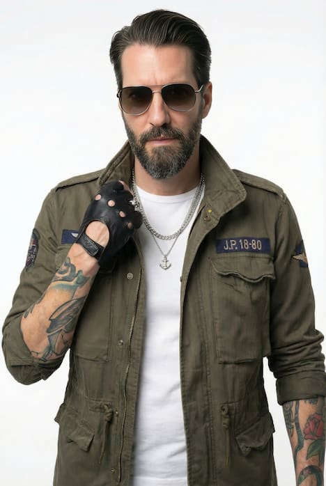 JP1880 Fieldjacket, Baumwolljacke, Badges, Vintage Look, bis Gr. 8XL