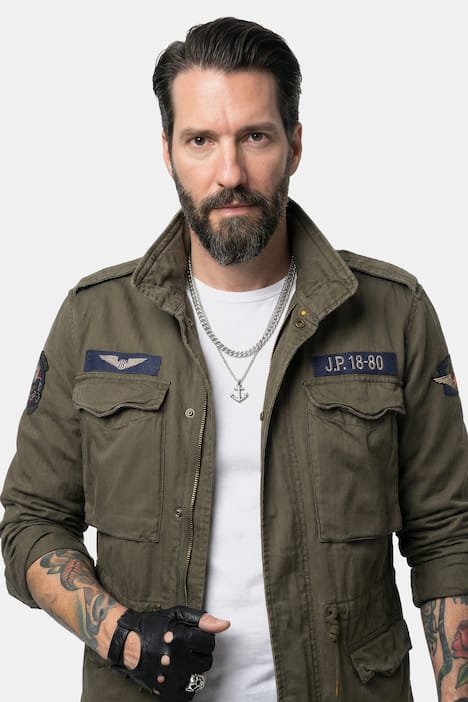 JP1880 Fieldjacket, Baumwolljacke, Badges, Vintage Look, bis Gr. 8XL