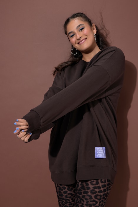 Mikina, oversize, nápis, kulatý výstřih, dlouhé rukávy