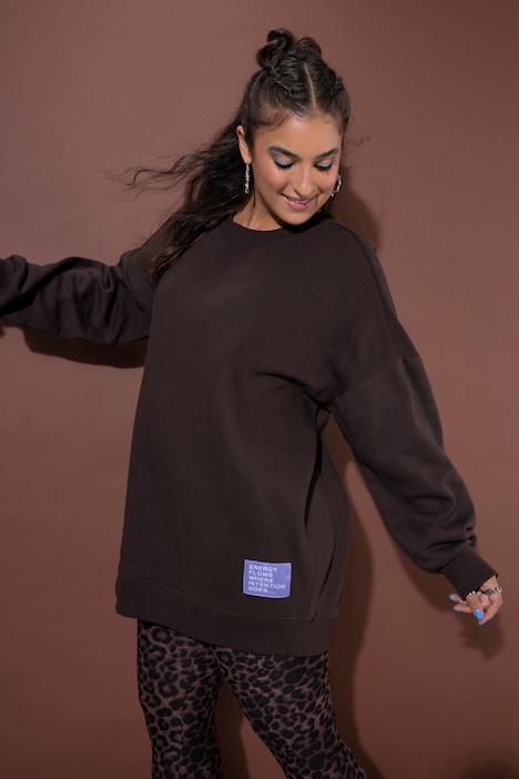 Mikina, oversize, nápis, kulatý výstřih, dlouhé rukávy