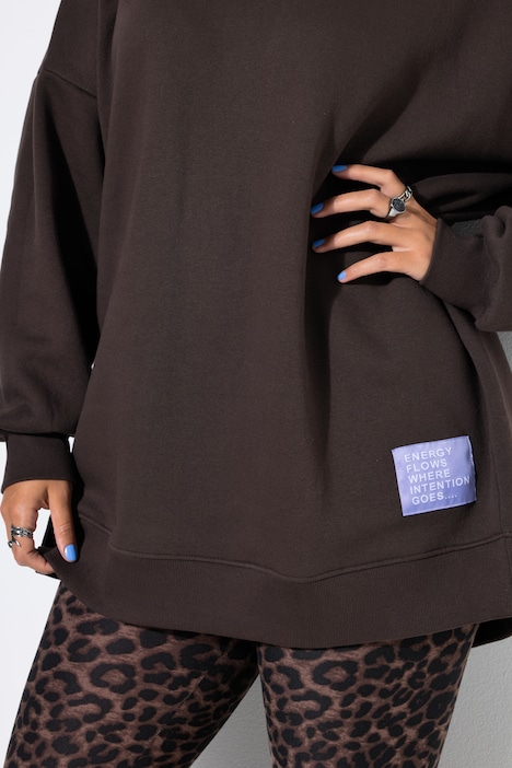 Mikina, oversize, nápis, kulatý výstřih, dlouhé rukávy