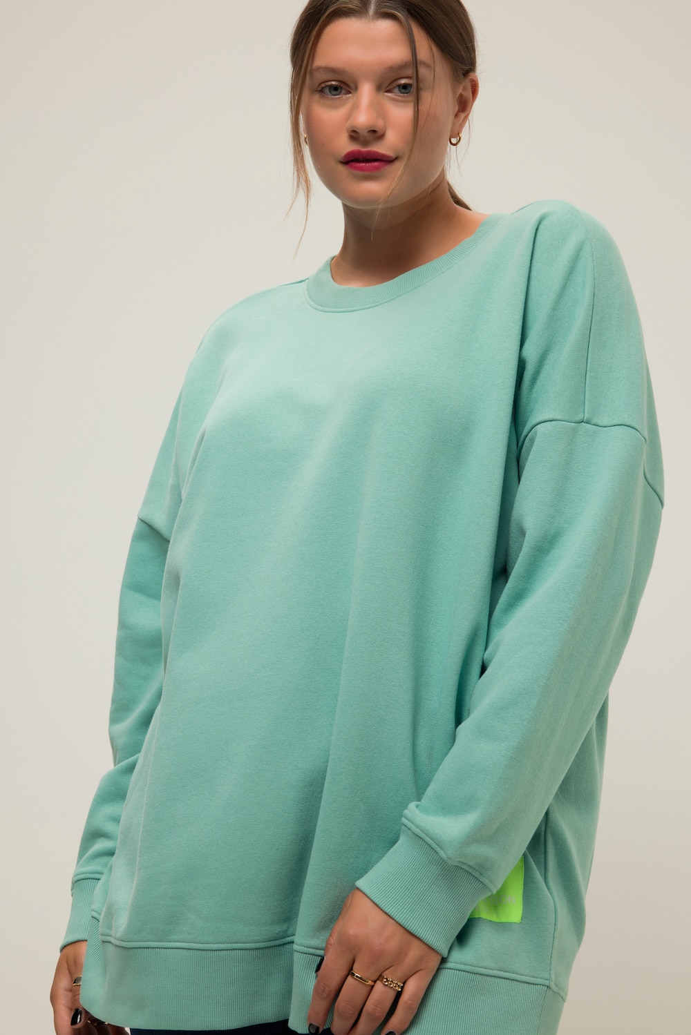 Grote Maten Sweatshirt, Dames, turquoise, Maat: 42/44, Katoen/Polyester, Studio Untold