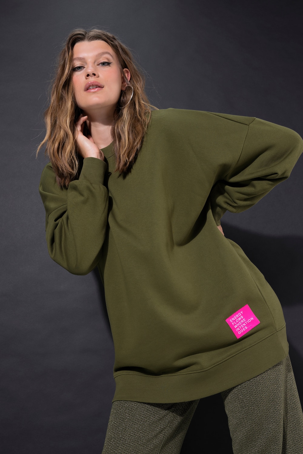 Sweatshirt, oversized, Statement Patch, Rundhals, Langarm