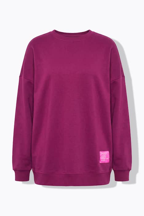Sweatshirt, oversize, statement-patch, rund hals, lange ærmer