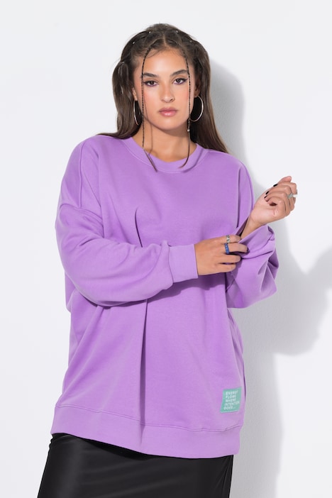 Mikina, oversize, nápis, kulatý výstřih, dlouhé rukávy
