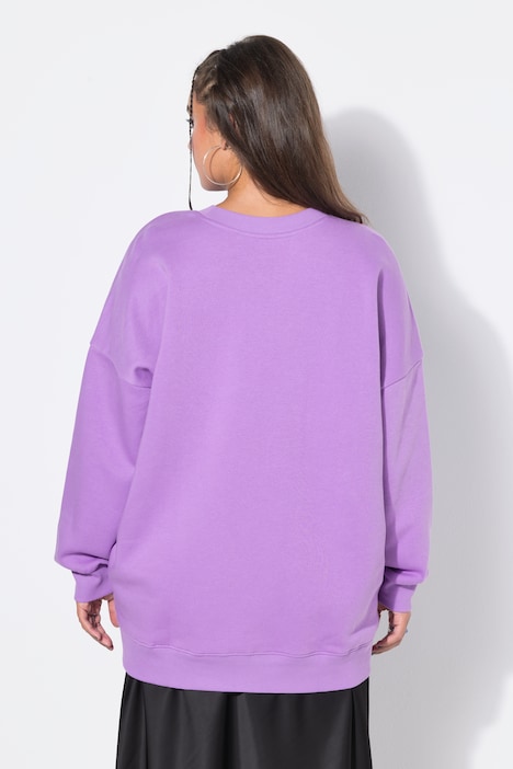 Mikina, oversize, nápis, kulatý výstřih, dlouhé rukávy