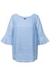 Halenkové tričko, kostkovaný vzor, srcový výstřih, 3/4 zvonové rukávy