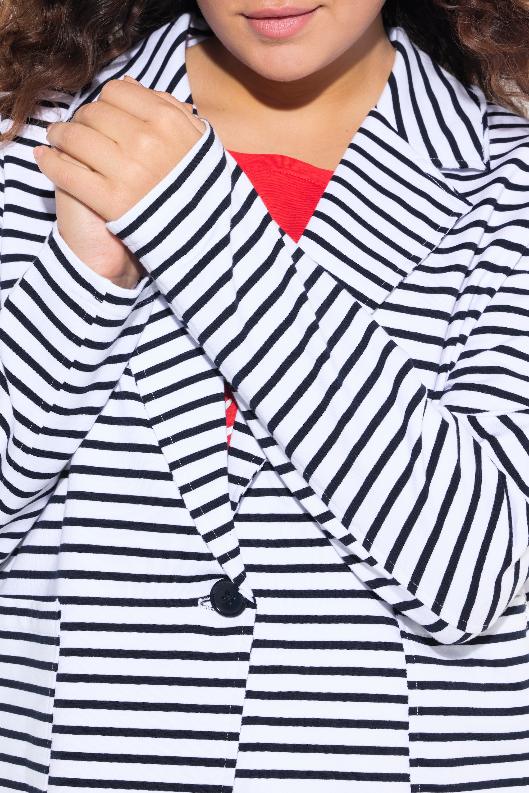Ulla Popken Damen große Größen Jerseyblazer Rollkanten Reverskragen