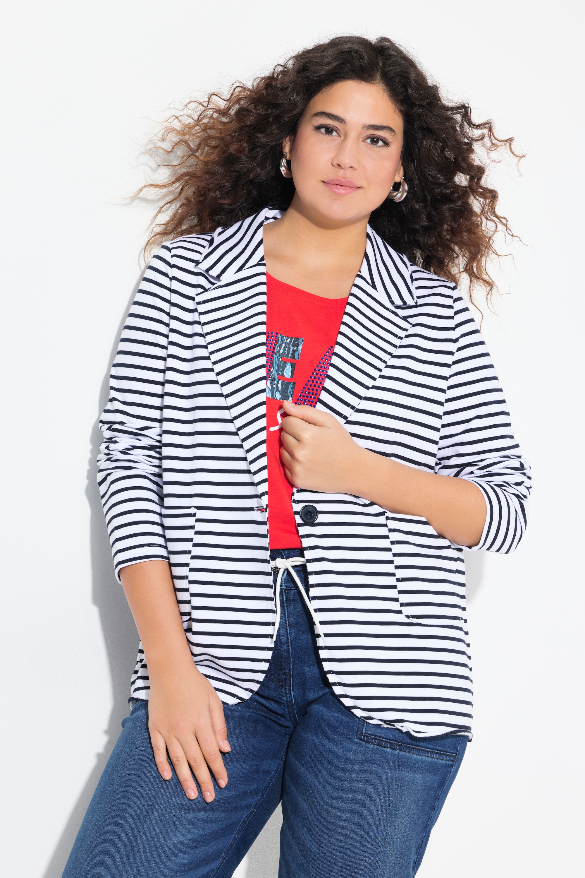Ulla Popken Damen große Größen Jerseyblazer Rollkanten Reverskragen