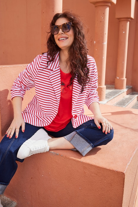 Jersey blazer, rolranden, reverskraag, lange mouwen