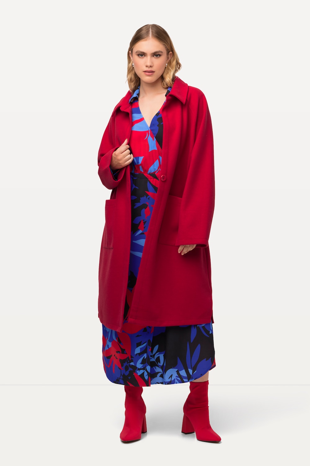 Große Größen Mantel, Damen, rot, Größe: 46/48, Polyester/Viskose, Ulla Popken