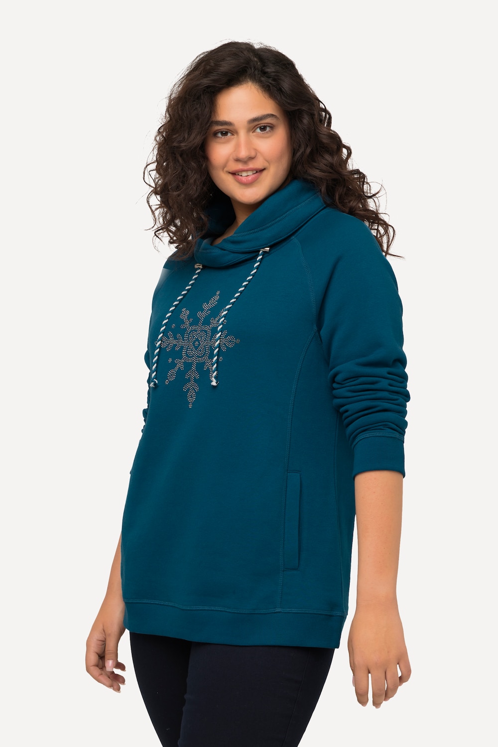 Grote Maten Sweatshirt, Dames, blauw, Maat: 54/56, Katoen, Ulla Popken