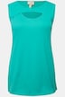 Top, ribjersey, ronde hals, mouwloos, biologisch katoen