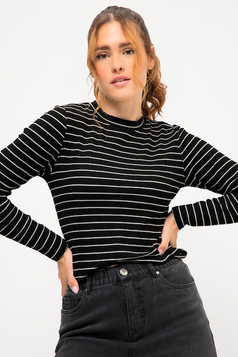 Striped Long Sleeve Ribbed Tee | T-Shirts | Knit Tops & Tees