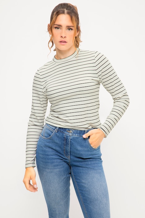 Gianni Kavanagh Grey Core Ribbed Tee - T-Shirt Donna Manica Lunga A Coste