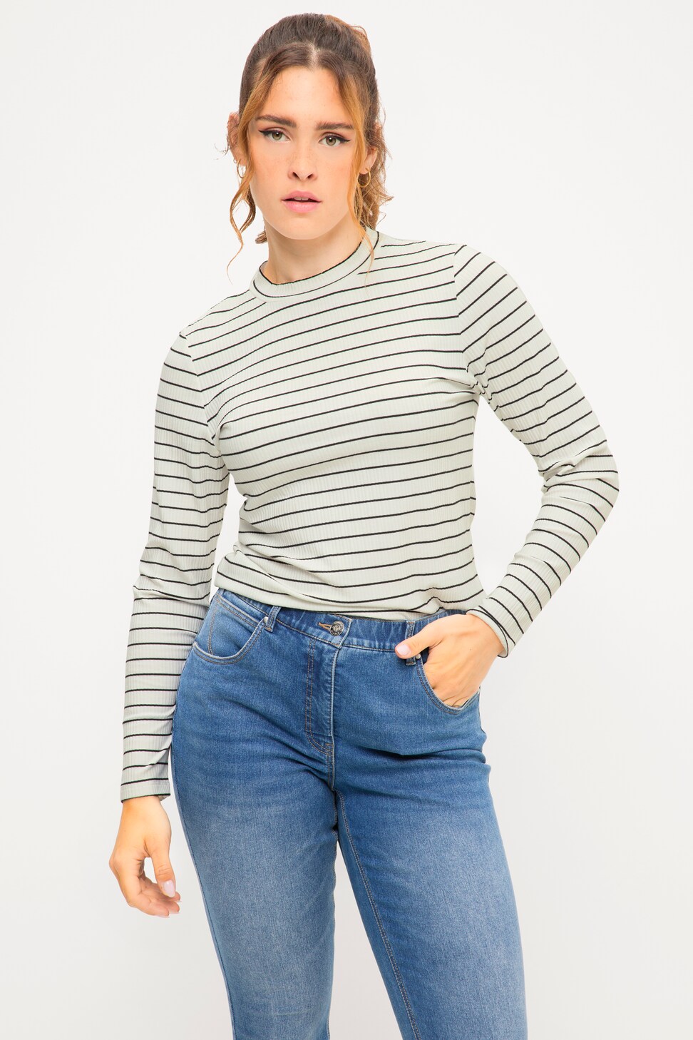 Gianni Kavanagh Grey Core Ribbed Tee - T-Shirt Donna Manica Lunga A Coste