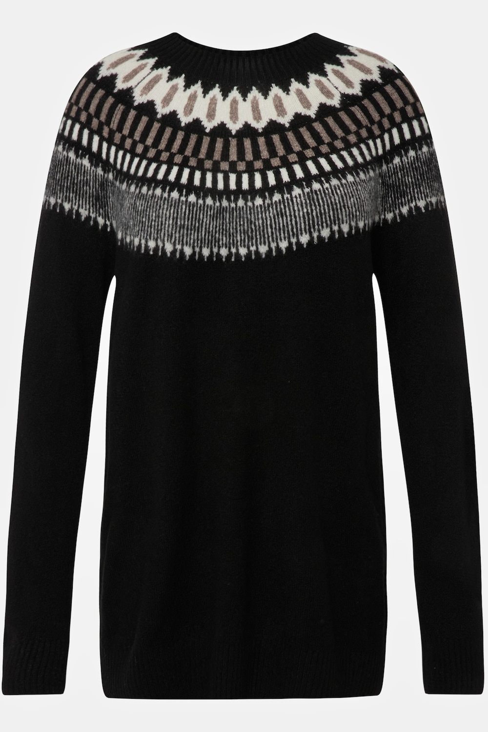 Stora storlekar Norge-tröja med rund hals, Dam, svart, storlek: 50/52, Syntetfibrer/Polyester, Ulla Popken