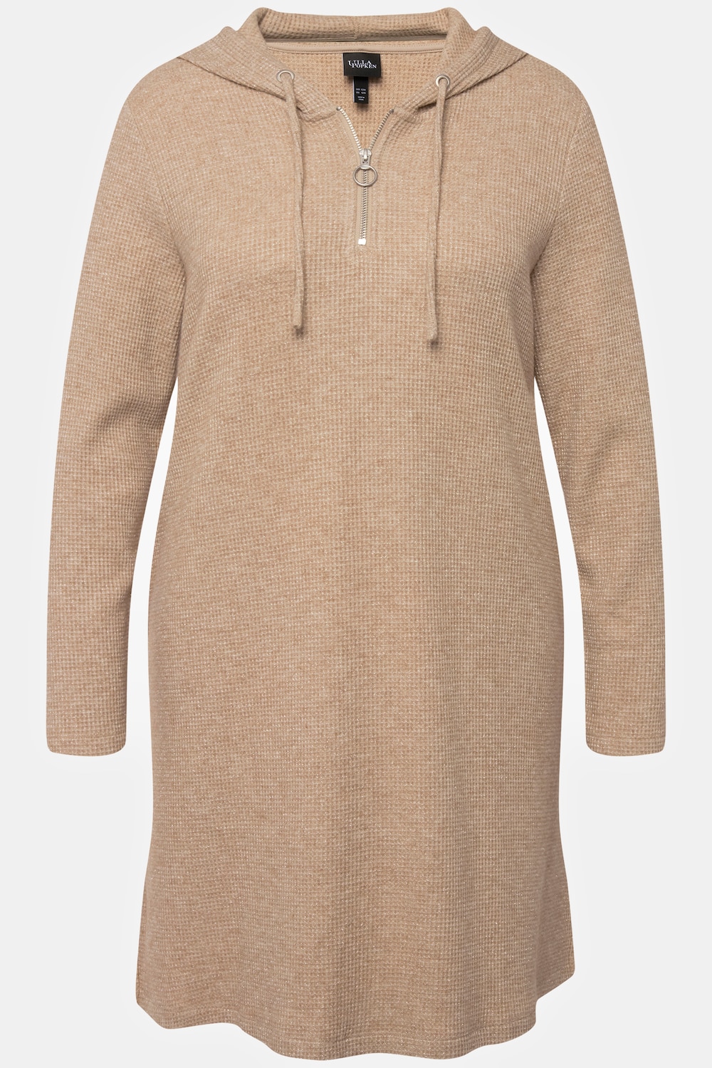 Stora storlekar Midiklänning i mjukistyg med våffelstruktur, Dam, brun, storlek: 50/52, Viskos/Polyester/Syntetfibrer, Ulla Popken