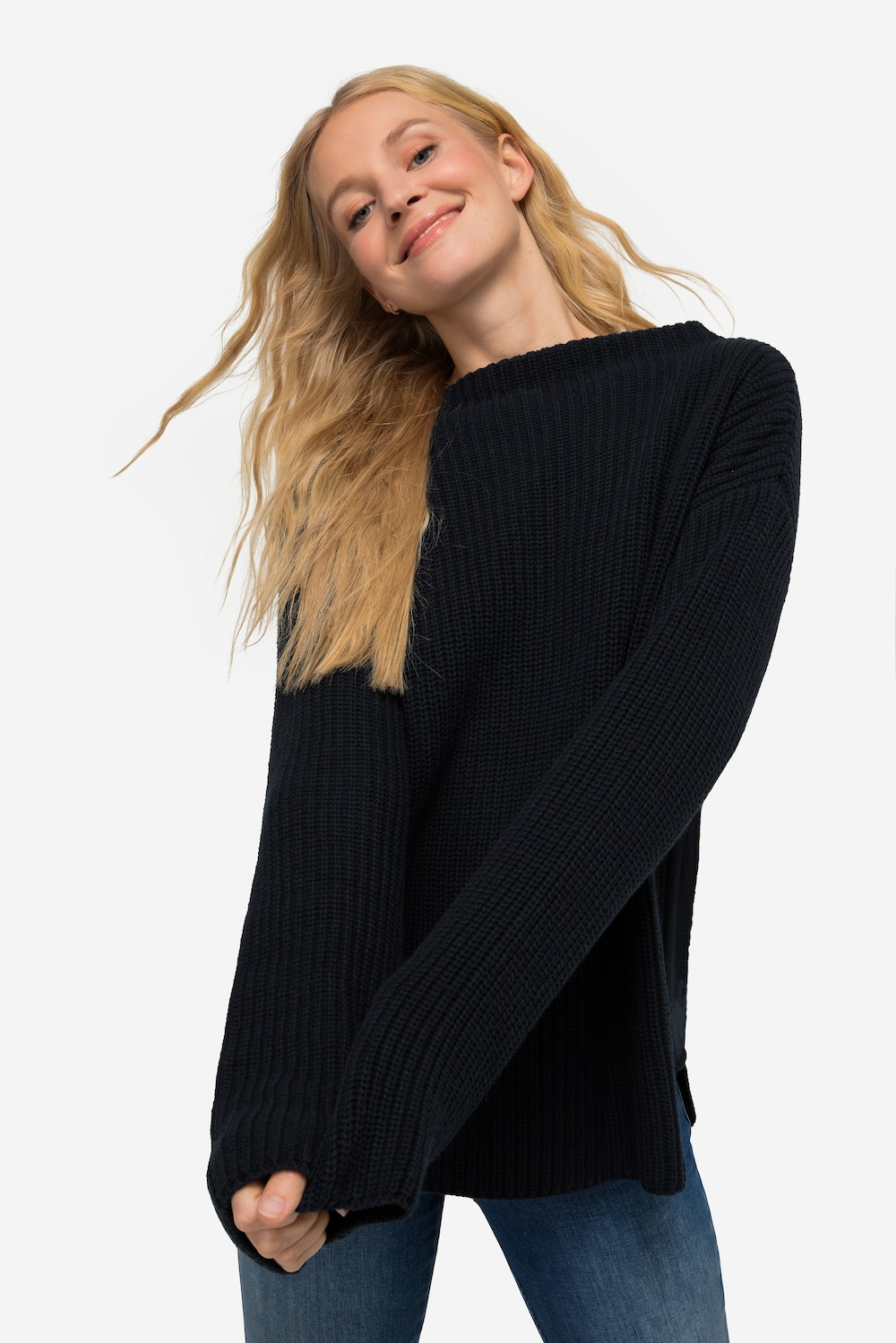 Große Größen Pullover, Damen, blau, Größe: L, Baumwolle/Synthetische Fasern, LAURASON