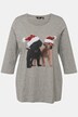 Weihnachts-Shirt, Pailletten, A-Linie, Rundhals, 3/4-Arm