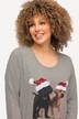 Weihnachts-Shirt, Pailletten, A-Linie, Rundhals, 3/4-Arm