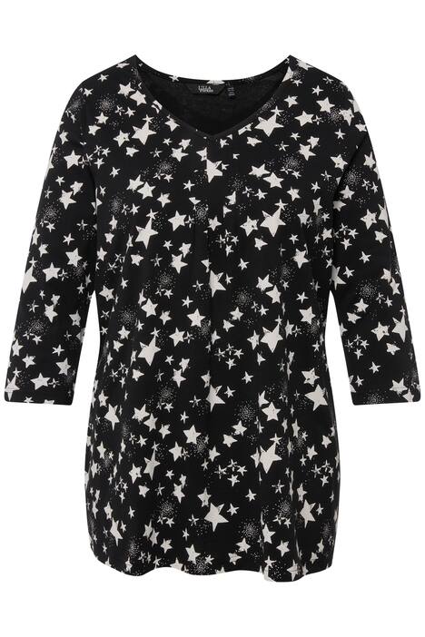 Vánoční tričko, hvězdy, výstřih do V, 3/4 rukávy