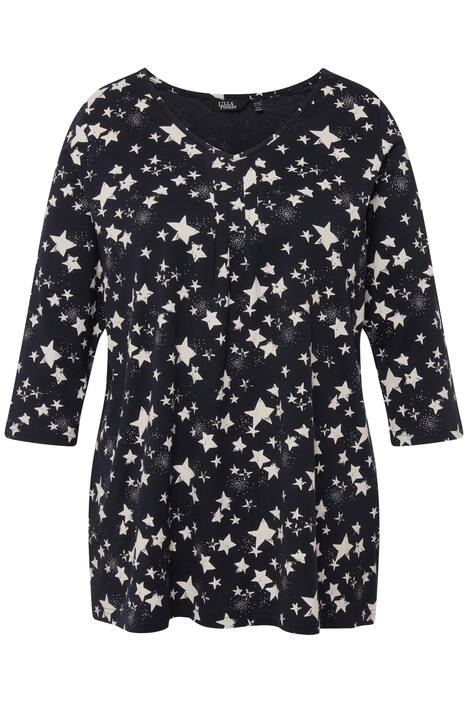 Vánoční tričko, hvězdy, výstřih do V, 3/4 rukávy