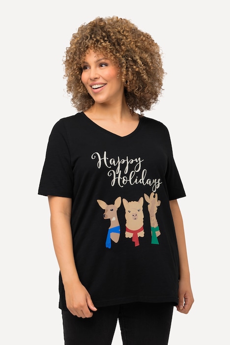 T Shirt De Noël à Manches Courtes Et Col V Silhouette En A Motif Animaux T Shirts Shirts 8446