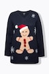 Weihnachts-Pullover, Lebkuchenmann, V-Ausschnitt, Langarm