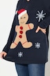 Weihnachts-Pullover, Lebkuchenmann, V-Ausschnitt, Langarm