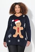 Weihnachts-Pullover, Lebkuchenmann, V-Ausschnitt, Langarm
