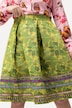 Rok, A-lijn, jacquard-bloemenmotief, sierbanden