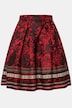 Nederdel, A-linje, jacquard-blomstermønster, pyntebånd