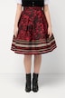 Nederdel, A-linje, jacquard-blomstermønster, pyntebånd