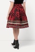 Nederdel, A-linje, jacquard-blomstermønster, pyntebånd