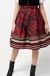 Nederdel, A-linje, jacquard-blomstermønster, pyntebånd