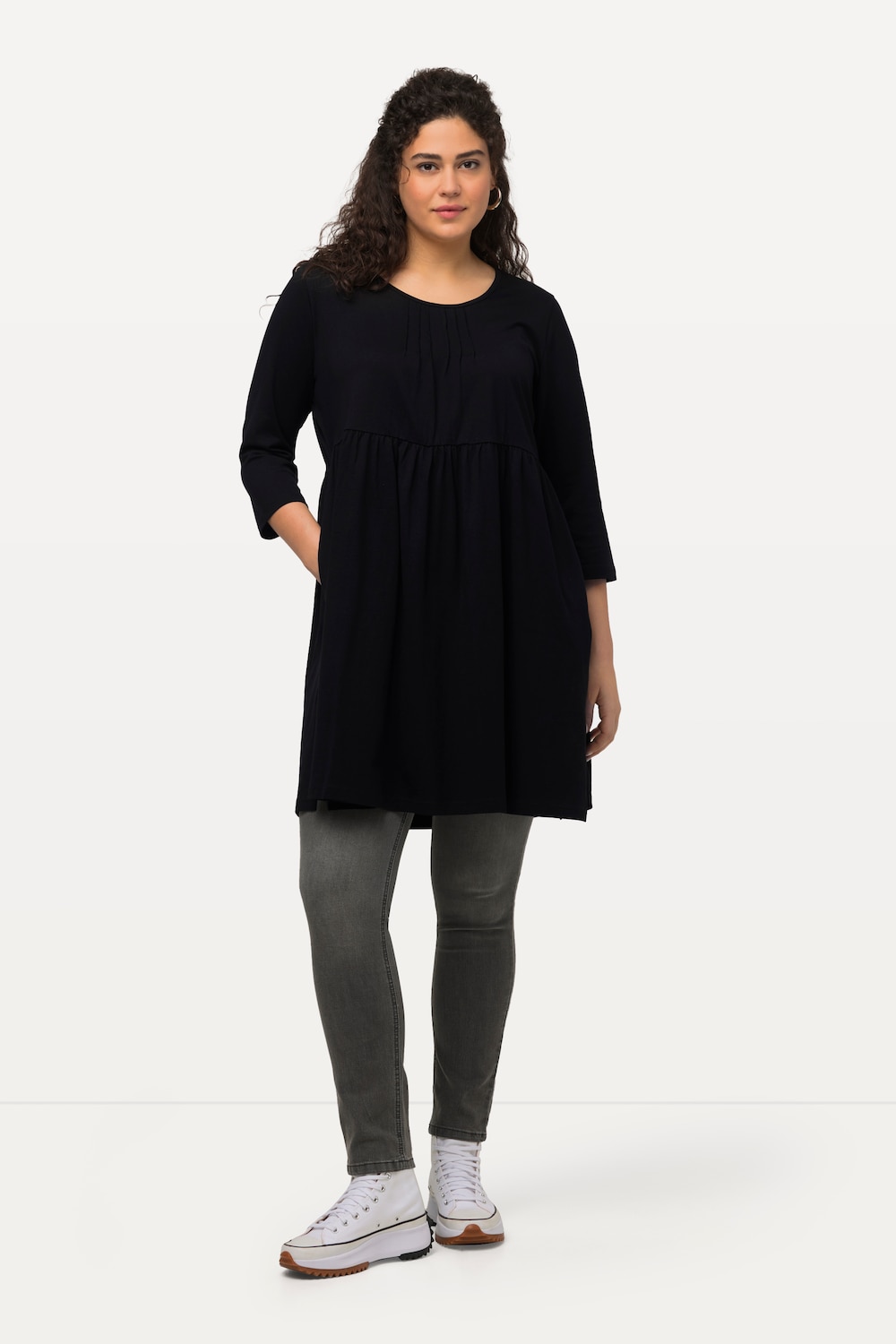 Große Größen Longshirt, Damen, schwarz, Größe: 46/48, Baumwolle, Ulla Popken