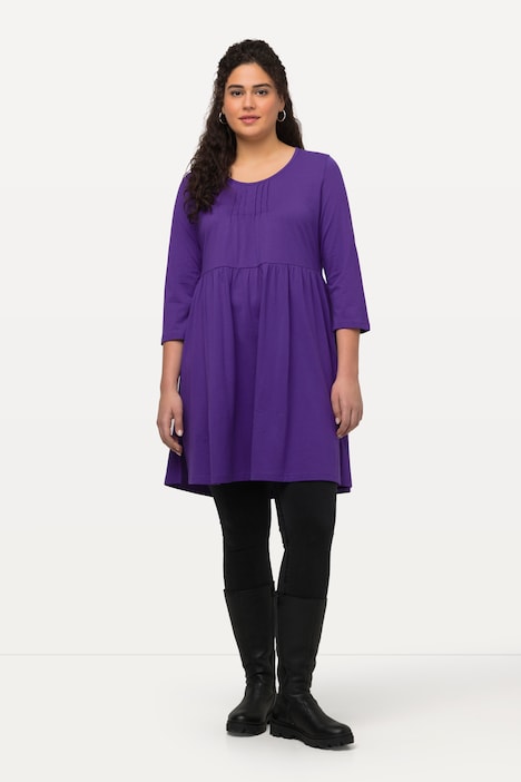 Pintuck Neckline Empire Knit Pocket Tunic