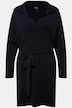 Strickkleid, Gürtel, Hemdkragen, V-Ausschnitt, Langarm