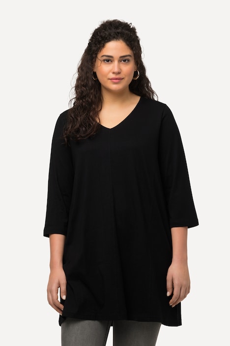 Front Seam V-Neck Pocket A-line Knit Tunic | Knit Tunics | Knit Tops & Tees